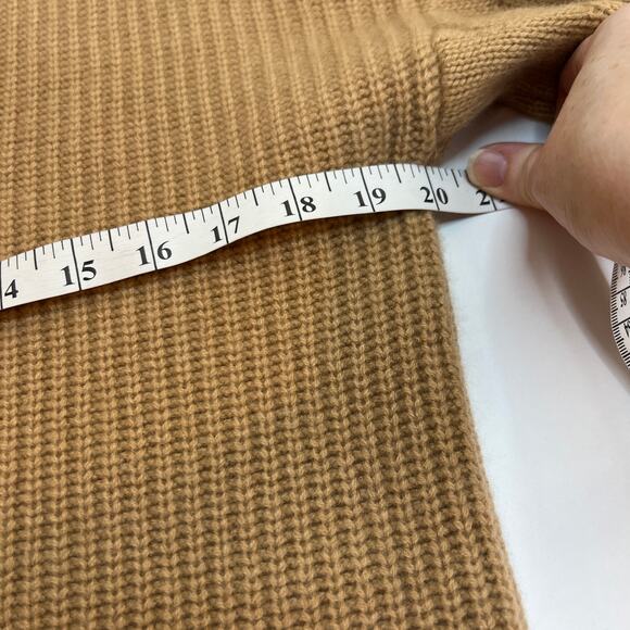 Silk Maison Sweater Cable Oversized Cashmere Wool Blend Small Turtleneck Camel - Picture 8 of 9
